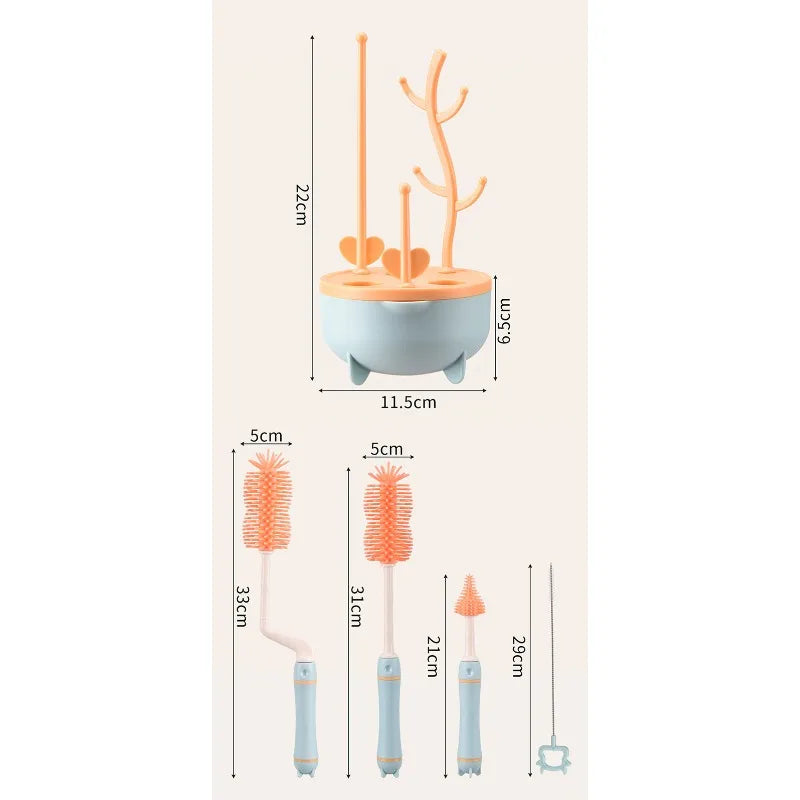 Baby Bottle Cleaner Set with Drying Rack