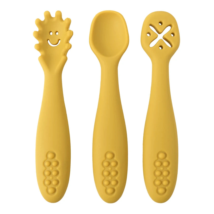 3PCS Silicone Spoon Fork For Baby